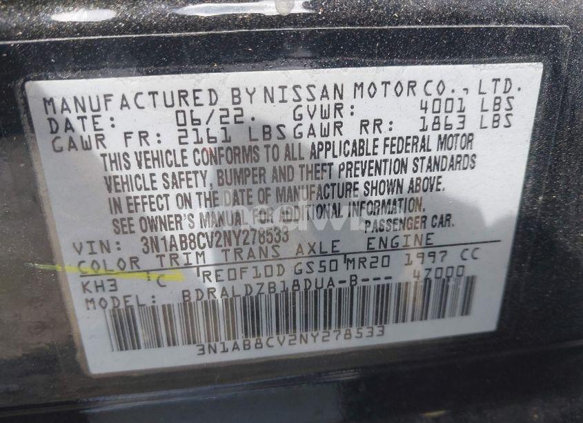 Photo 9 of 2022 Nissan Sentra SV XTRONIC CVT (VIN 3N1AB8CV2NY278533)