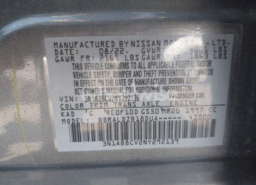 Photo 9 of 2022 Nissan Sentra SV XTRONIC CVT (VIN 3N1AB8CV2NY292139)