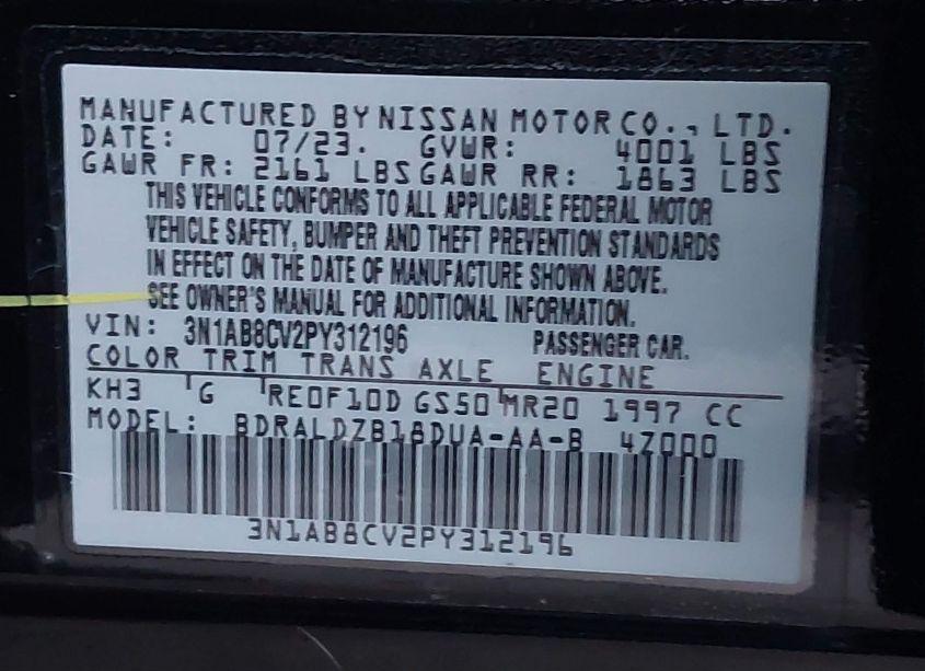 Photo 9 of 2023 Nissan Sentra SV XTRONIC CVT (VIN 3N1AB8CV2PY312196)