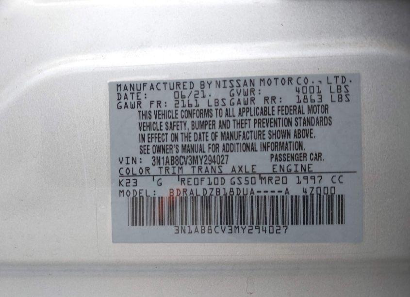 Photo 9 of 2021 Nissan Sentra SV XTRONIC CVT (VIN 3N1AB8CV3MY294027)