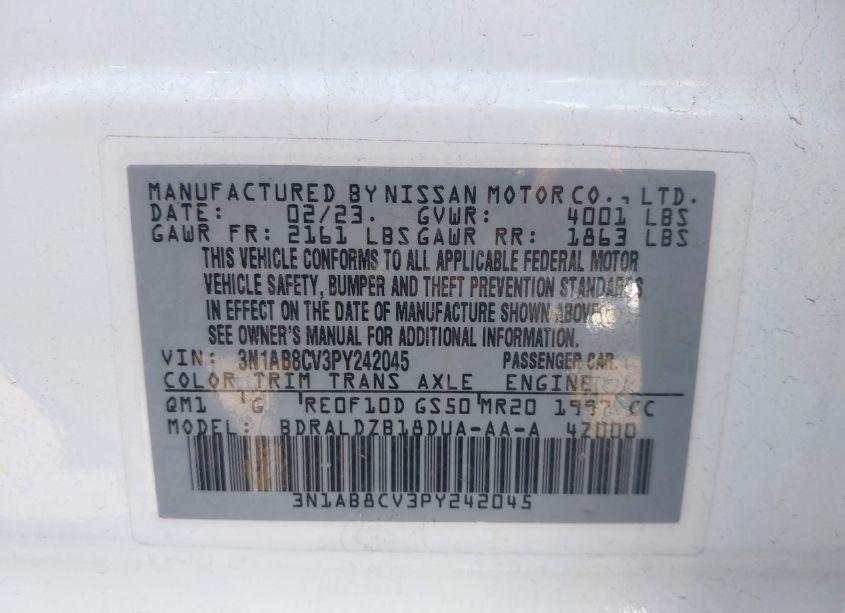 Photo 9 of 2023 Nissan Sentra SV XTRONIC CVT (VIN 3N1AB8CV3PY242045)
