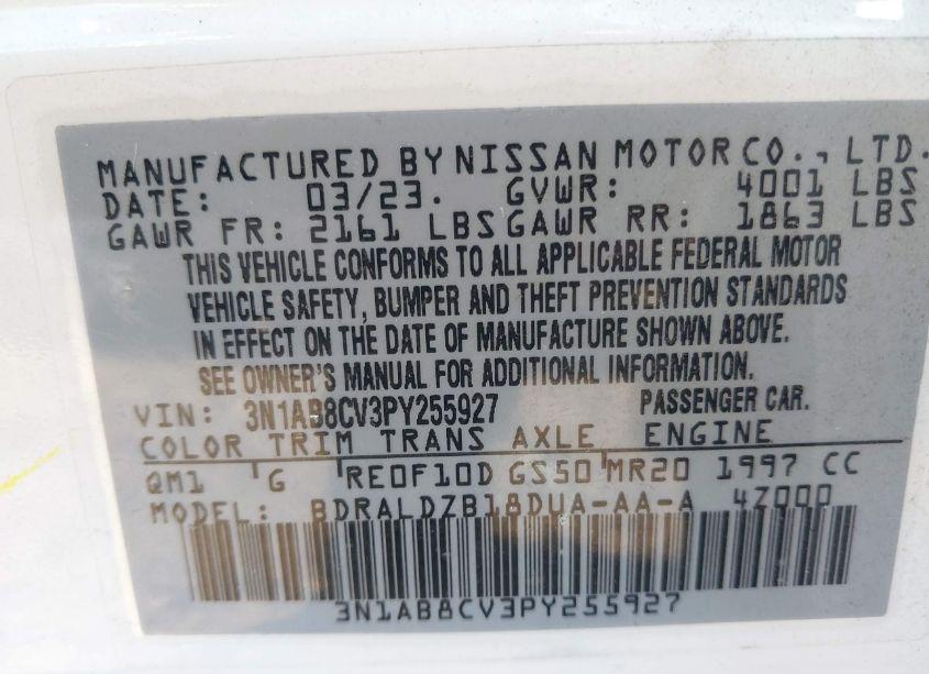 Photo 9 of 2023 Nissan Sentra SV (VIN 3N1AB8CV3PY255927)