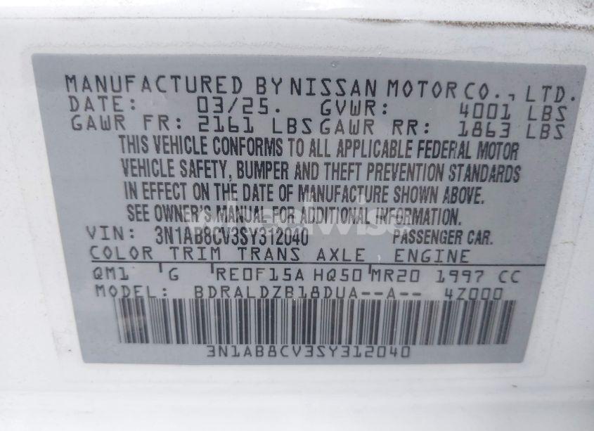 Photo 9 of 2025 Nissan Sentra SV (VIN 3N1AB8CV3SY312040)