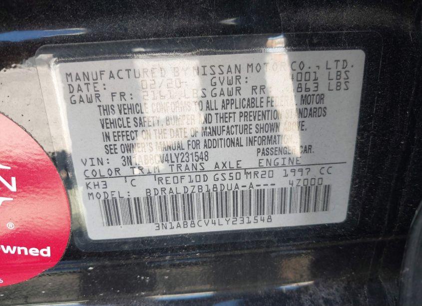 Photo 9 of 2020 Nissan Sentra SV XTRONIC CVT (VIN 3N1AB8CV4LY231548)