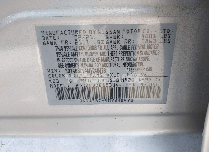 Photo 9 of 2021 Nissan Sentra SV XTRONIC CVT (VIN 3N1AB8CV4MY248478)