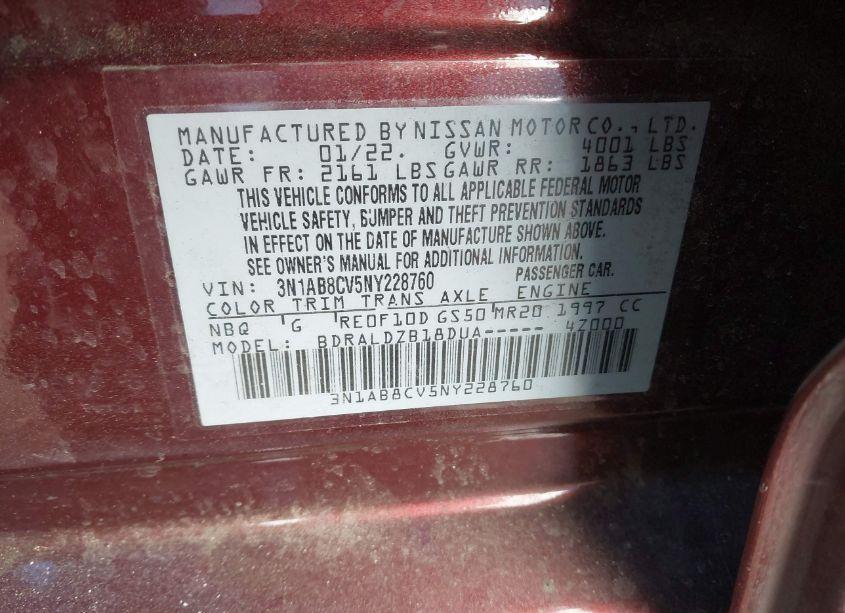 Photo 9 of 2022 Nissan Sentra SV XTRONIC CVT (VIN 3N1AB8CV5NY228760)