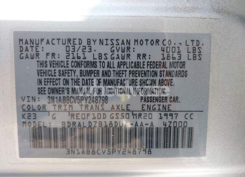 Photo 9 of 2023 Nissan Sentra SV XTRONIC CVT (VIN 3N1AB8CV5PY248798)