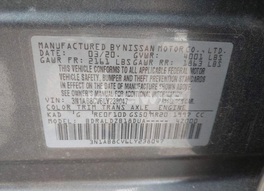 Photo 9 of 2020 Nissan Sentra SV XTRONIC CVT (VIN 3N1AB8CV6LY238047)
