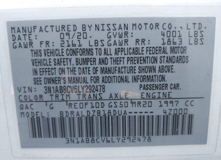 Photo 9 of 2020 Nissan Sentra SV XTRONIC CVT (VIN 3N1AB8CV6LY292478)