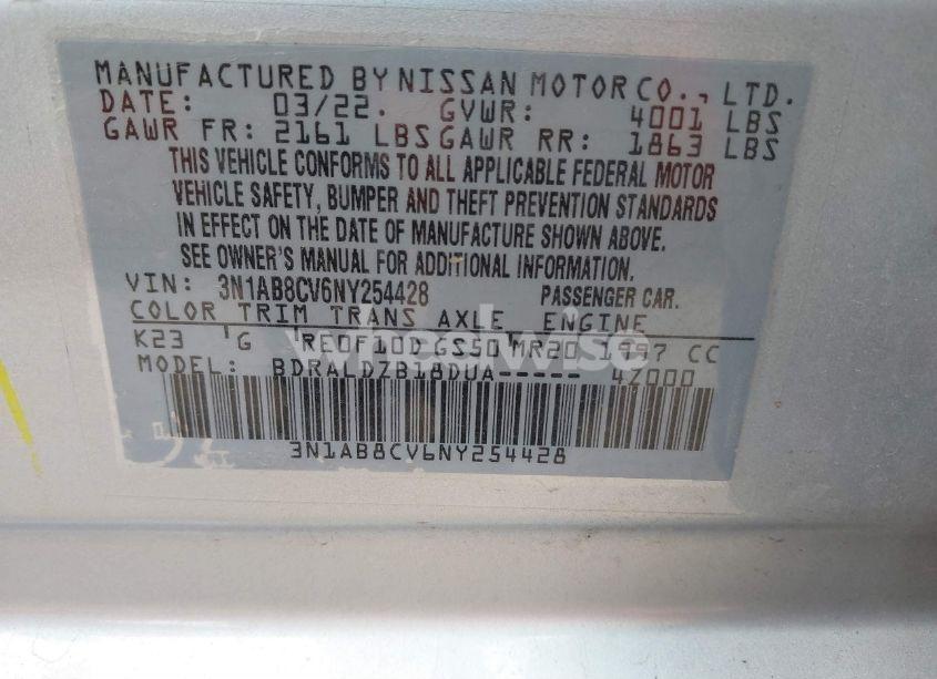 Photo 9 of 2022 Nissan Sentra SV XTRONIC CVT (VIN 3N1AB8CV6NY254428)