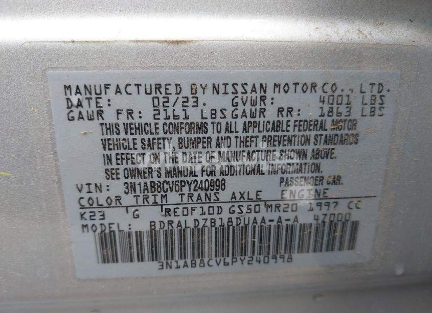 Photo 9 of 2023 Nissan Sentra SV XTRONIC CVT (VIN 3N1AB8CV6PY240998)