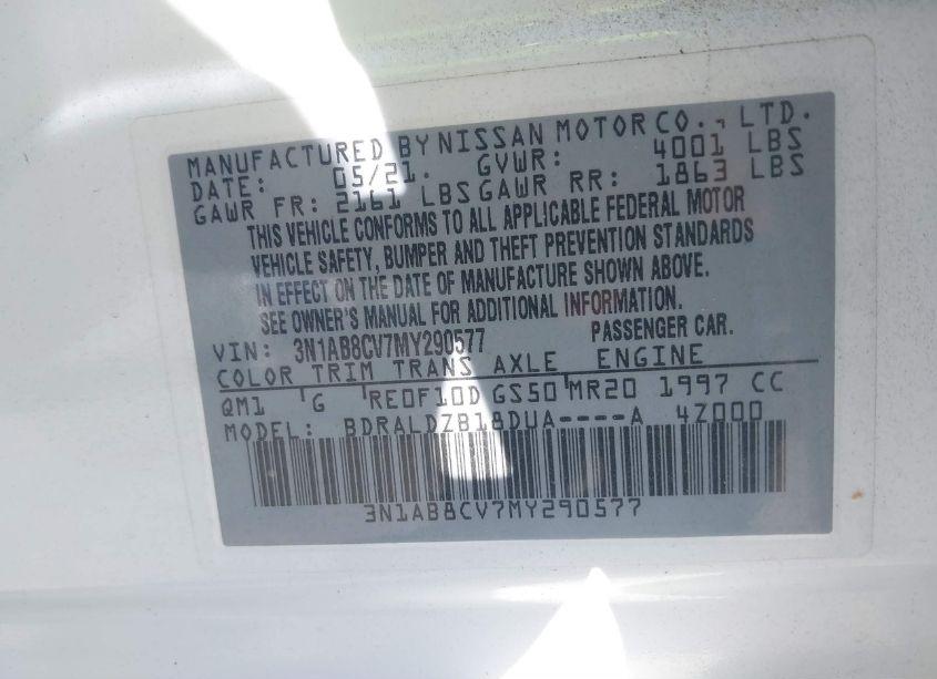 Photo 9 of 2021 Nissan Sentra SV XTRONIC CVT (VIN 3N1AB8CV7MY290577)