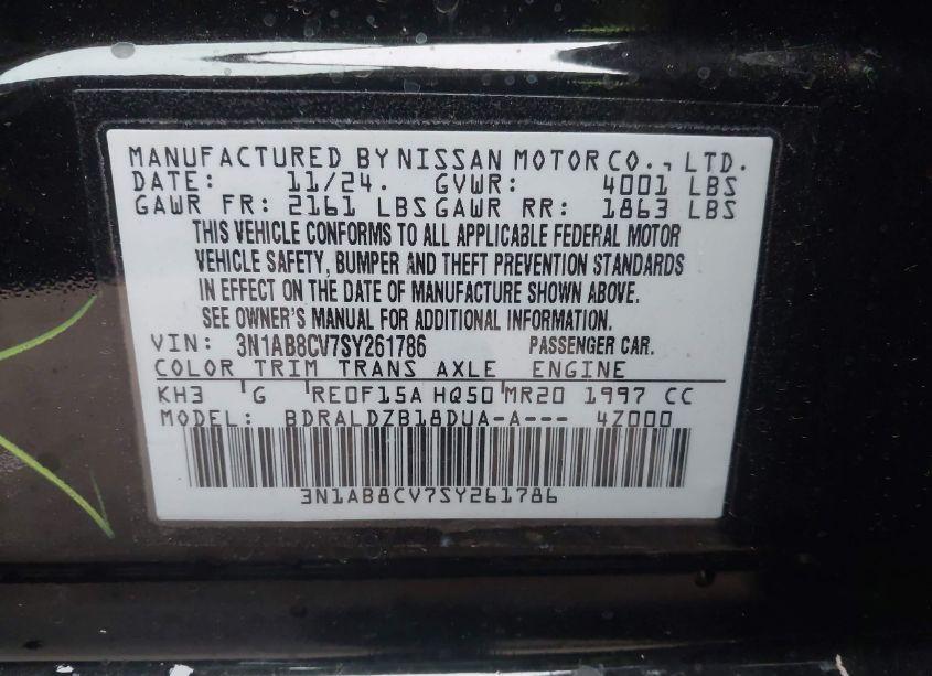 Photo 9 of 2025 Nissan Sentra SV (VIN 3N1AB8CV7SY261786)