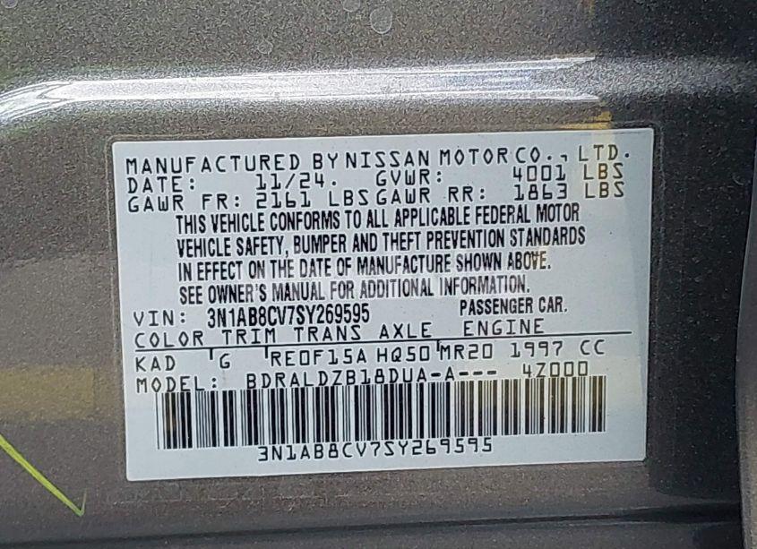 Photo 9 of 2025 Nissan Sentra SV (VIN 3N1AB8CV7SY269595)