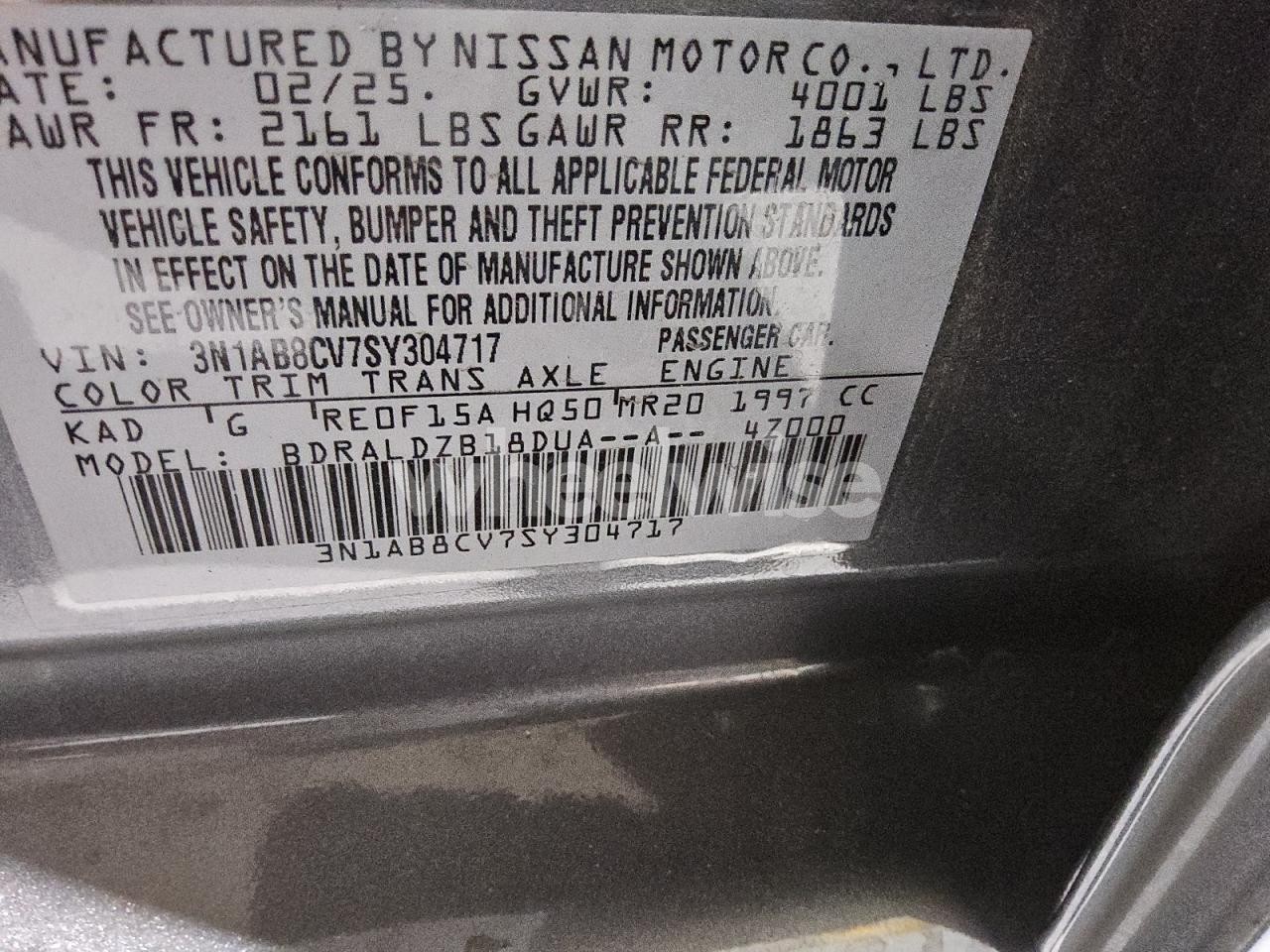 Photo 12 of 2025 NISSAN SENTRA SV (VIN 3N1AB8CV7SY304717)