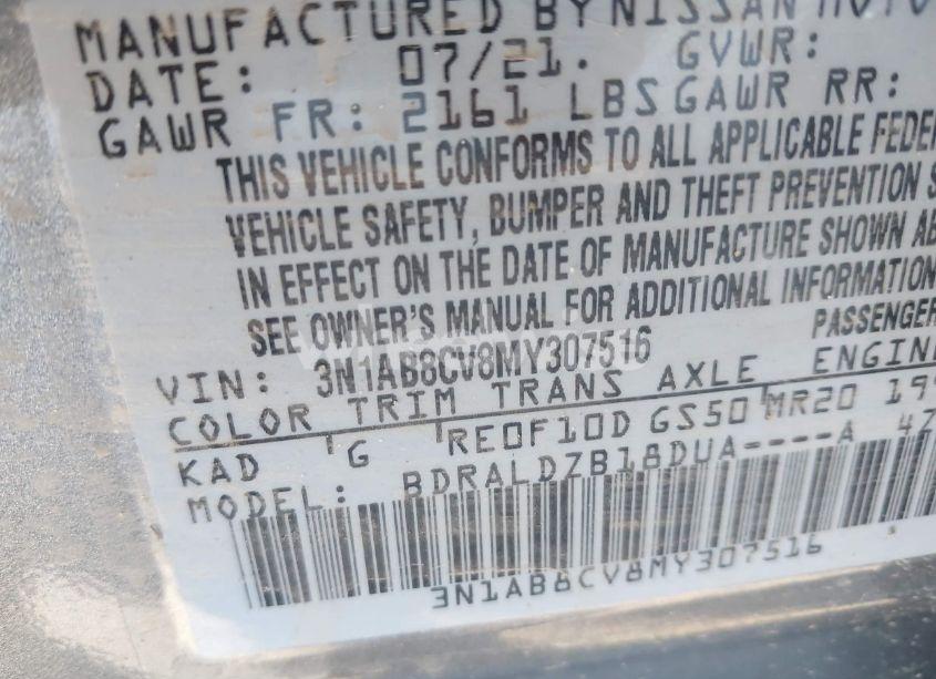 Photo 9 of 2021 Nissan Sentra SV XTRONIC CVT (VIN 3N1AB8CV8MY307516)