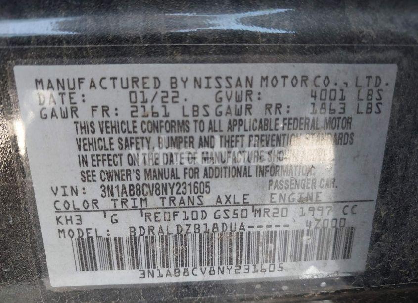 Photo 9 of 2022 Nissan Sentra SV XTRONIC CVT (VIN 3N1AB8CV8NY231605)