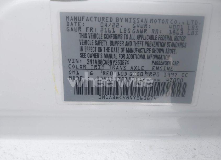 Photo 9 of 2022 Nissan Sentra SV XTRONIC CVT (VIN 3N1AB8CV8NY263874)