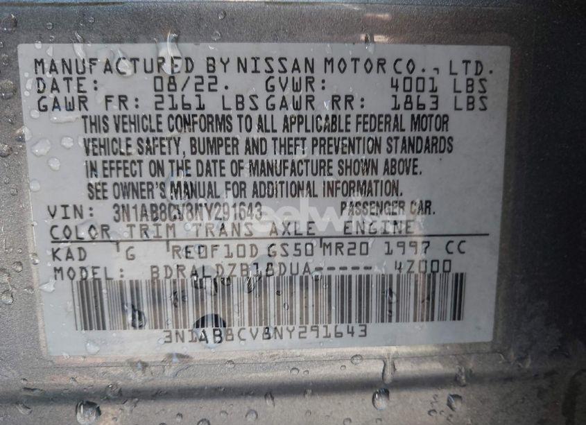 Photo 9 of 2022 Nissan Sentra SV XTRONIC CVT (VIN 3N1AB8CV8NY291643)