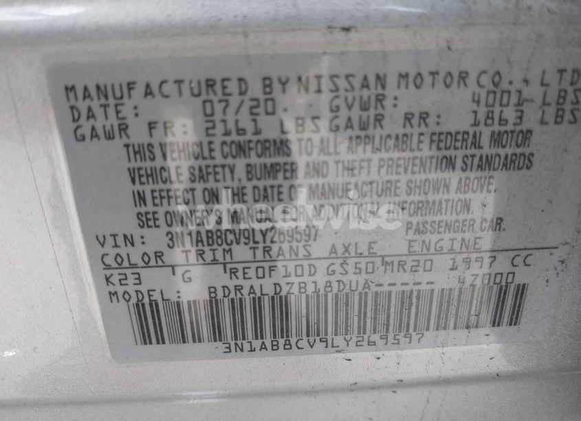 Photo 9 of 2020 Nissan Sentra SV XTRONIC CVT (VIN 3N1AB8CV9LY269597)