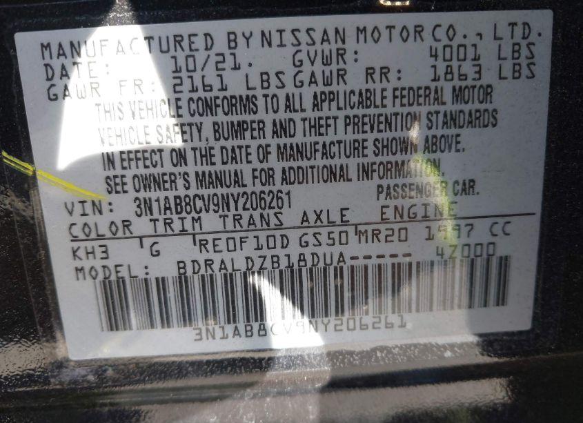 Photo 9 of 2022 Nissan Sentra SV XTRONIC CVT (VIN 3N1AB8CV9NY206261)