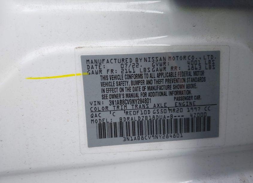 Photo 9 of 2022 Nissan Sentra SV XTRONIC CVT (VIN 3N1AB8CV9NY284801)