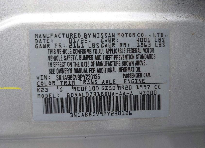 Photo 9 of 2023 Nissan Sentra SV XTRONIC CVT (VIN 3N1AB8CV9PY230126)