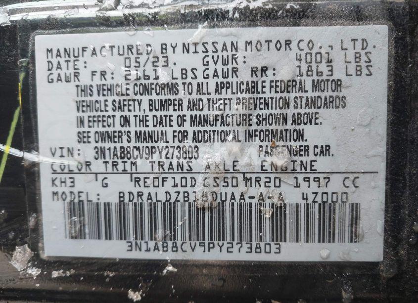 Photo 9 of 2023 Nissan Sentra SV XTRONIC CVT (VIN 3N1AB8CV9PY273803)