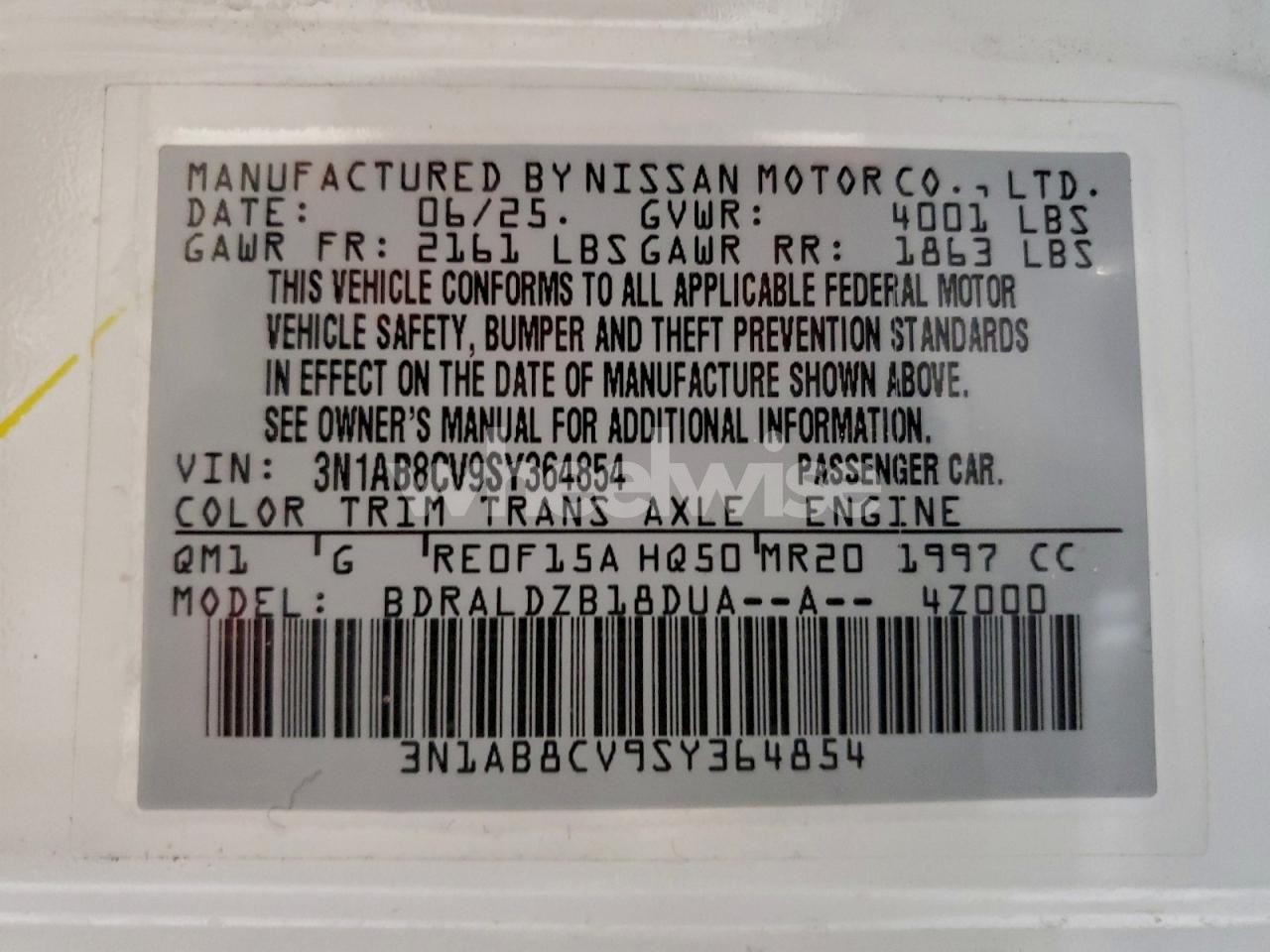 Photo 12 of 2025 NISSAN SENTRA SV (VIN 3N1AB8CV9SY364854)