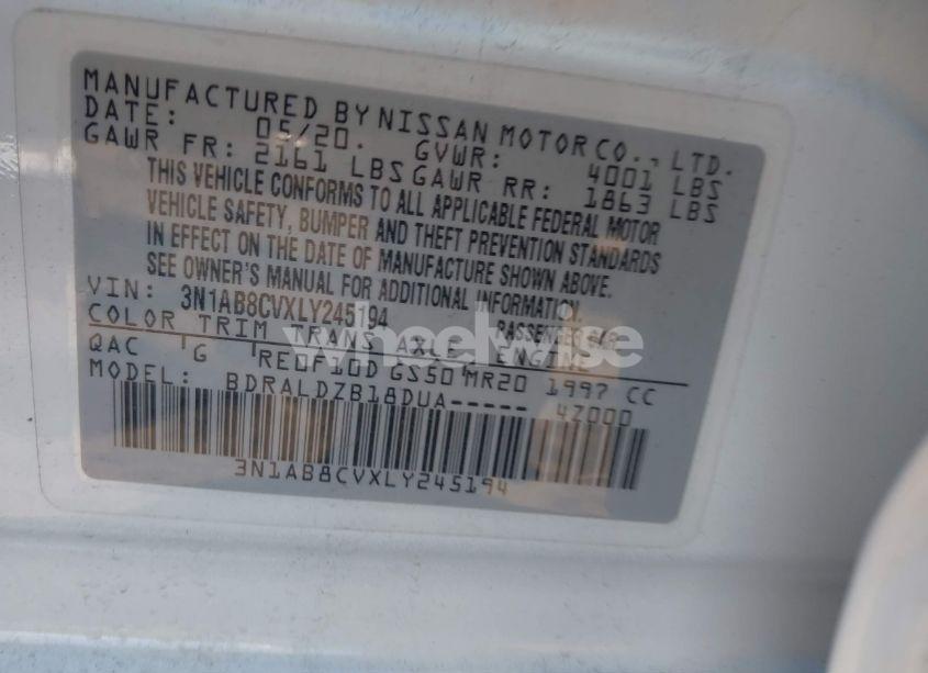 Photo 9 of 2020 Nissan Sentra SV XTRONIC CVT (VIN 3N1AB8CVXLY245194)