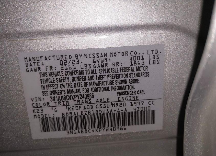Photo 9 of 2023 Nissan Sentra SV XTRONIC CVT (VIN 3N1AB8CVXPY240986)
