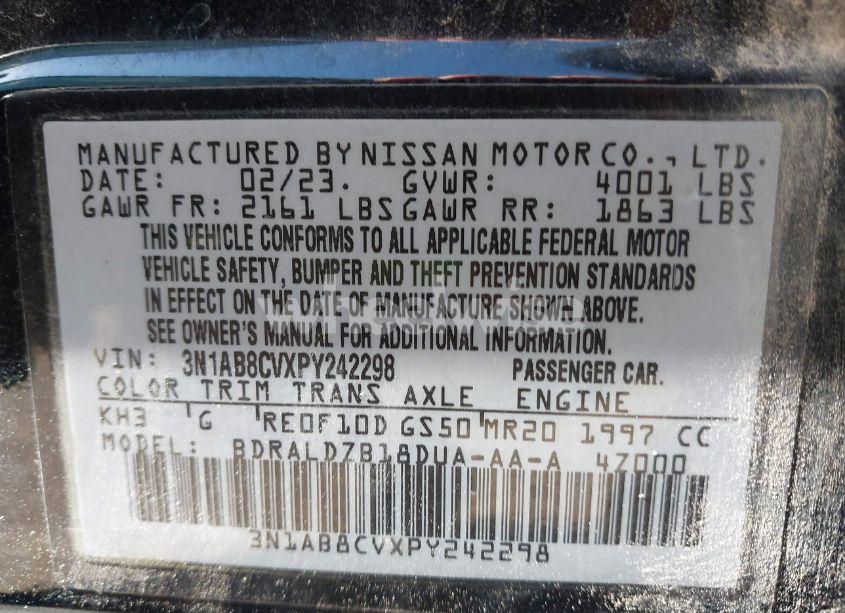 Photo 9 of 2023 Nissan Sentra SV XTRONIC CVT (VIN 3N1AB8CVXPY242298)