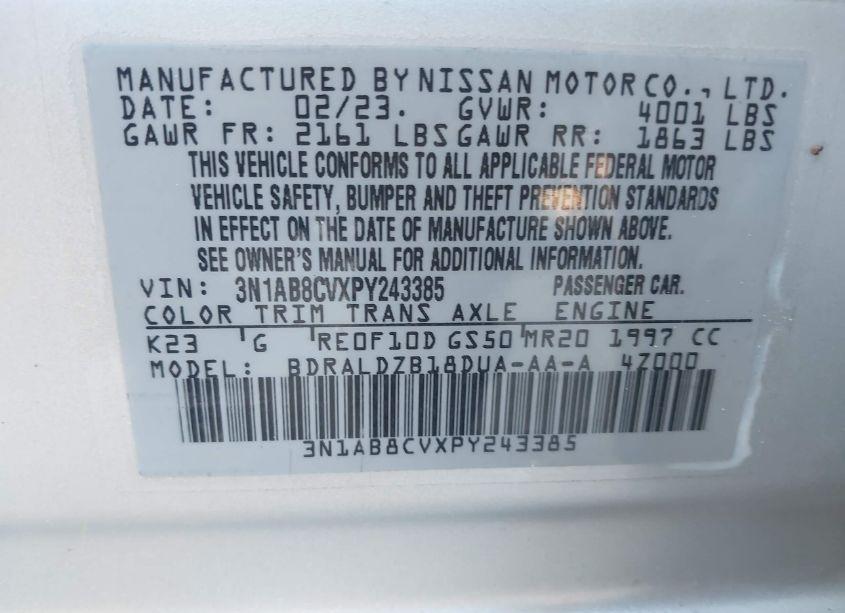 Photo 9 of 2023 Nissan Sentra SV XTRONIC CVT (VIN 3N1AB8CVXPY243385)