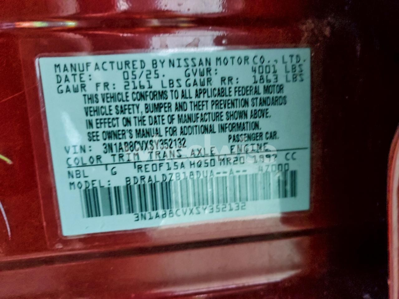 Photo 12 of 2025 NISSAN SENTRA SV (VIN 3N1AB8CVXSY352132)