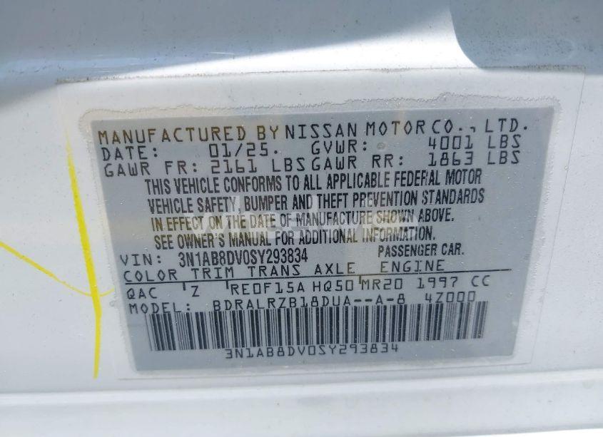 Photo 9 of 2025 Nissan Sentra SR (VIN 3N1AB8DV0SY293834)