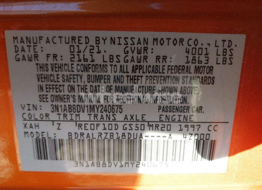 Photo 9 of 2021 Nissan Sentra SR XTRONIC CVT (VIN 3N1AB8DV1MY240675)