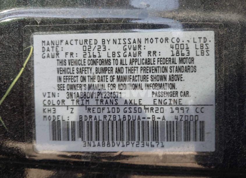 Photo 9 of 2023 Nissan Sentra SR XTRONIC CVT (VIN 3N1AB8DV1PY234671)
