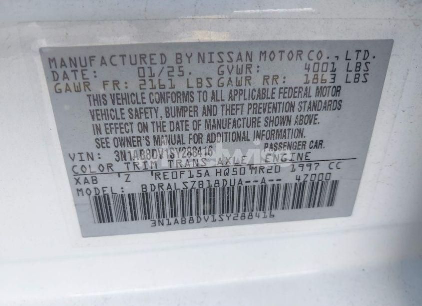 Photo 9 of 2025 Nissan Sentra SR (VIN 3N1AB8DV1SY288416)