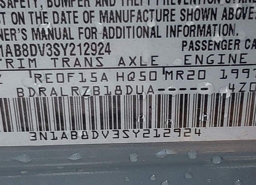 Photo 9 of 2025 Nissan Sentra SR (VIN 3N1AB8DV3SY212924)