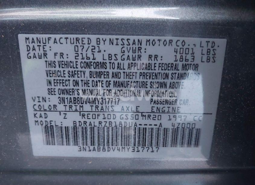 Photo 9 of 2021 Nissan Sentra SR (VIN 3N1AB8DV4MY317717)