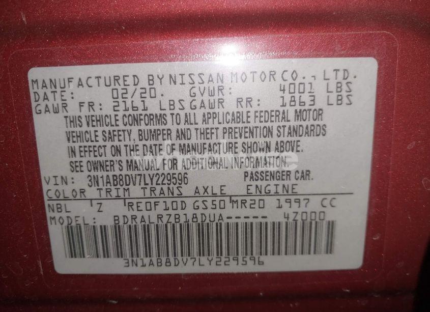 Photo 9 of 2020 Nissan Sentra SR XTRONIC CVT (VIN 3N1AB8DV7LY229596)