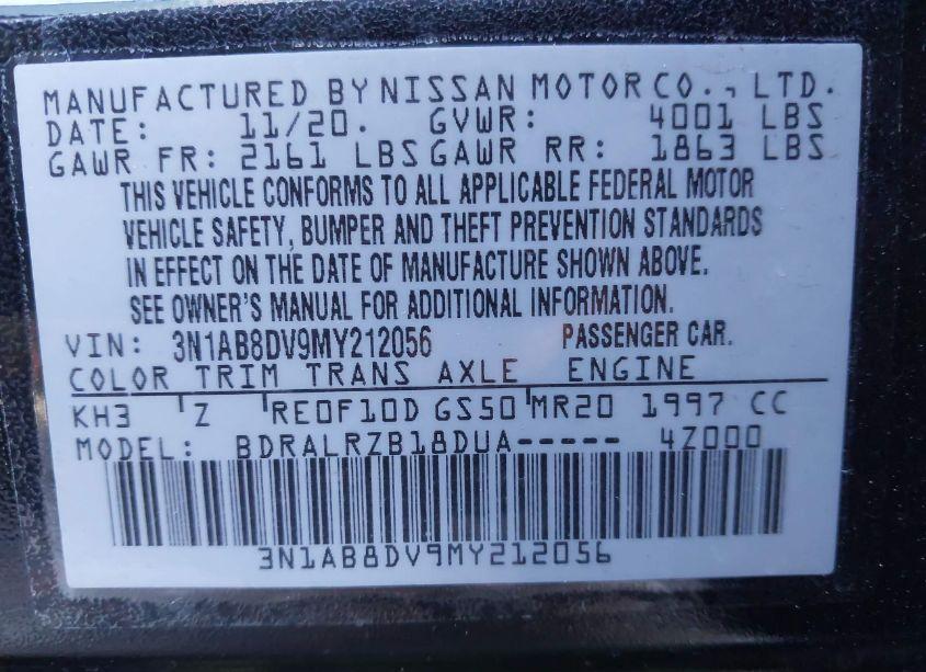 Photo 9 of 2021 Nissan Sentra SR XTRONIC CVT (VIN 3N1AB8DV9MY212056)