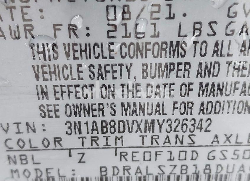 Photo 9 of 2021 Nissan Sentra SR XTRONIC CVT (VIN 3N1AB8DVXMY326342)