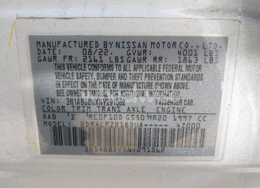 Photo 9 of 2022 Nissan Sentra SR XTRONIC CVT (VIN 3N1AB8DVXNY291562)