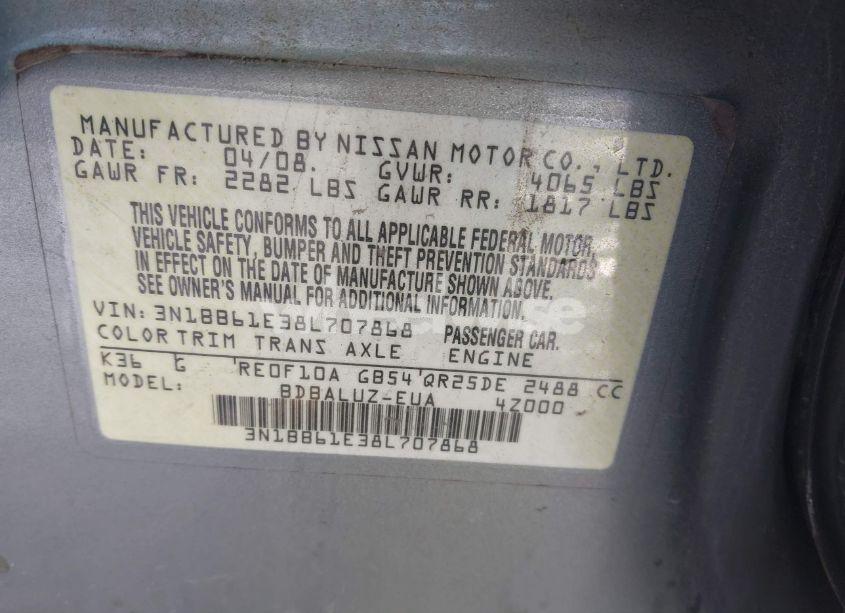 Photo 9 of 2008 Nissan Sentra SE-R (VIN 3N1BB61E38L707868)