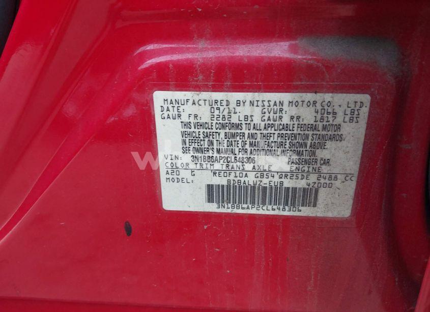 Photo 9 of 2012 Nissan Sentra SE-R (VIN 3N1BB6AP2CL648306)