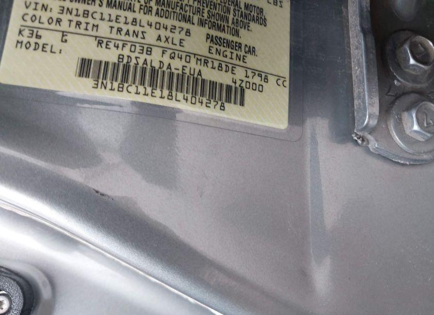 Photo 9 of 2008 Nissan Versa 1.8S (VIN 3N1BC11E18L404278)