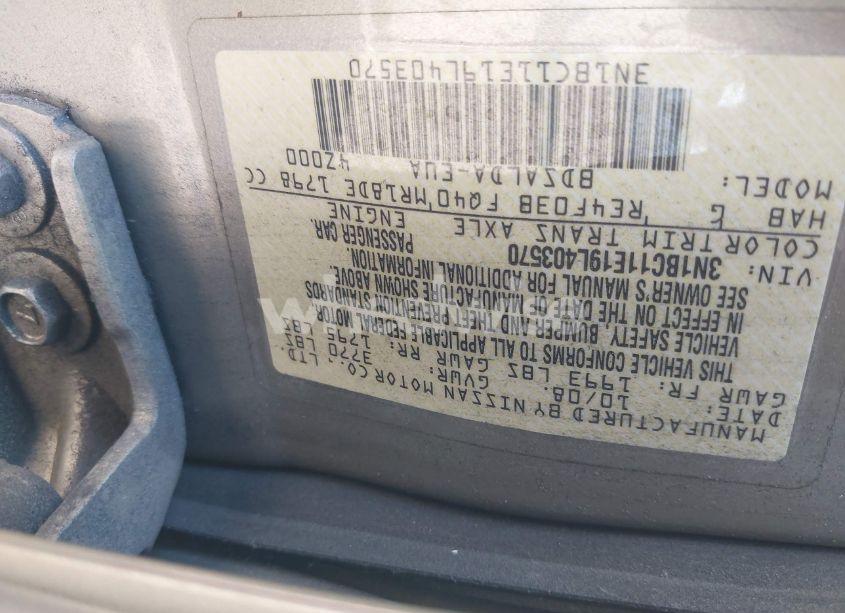 Photo 9 of 2009 Nissan Versa 1.8S (VIN 3N1BC11E19L403570)