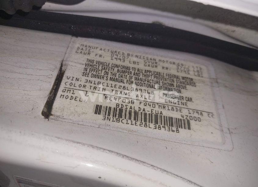 Photo 9 of 2008 Nissan Versa 1.8S (VIN 3N1BC11E28L389368)