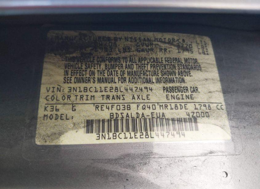 Photo 9 of 2008 Nissan Versa 1.8S (VIN 3N1BC11E28L447494)